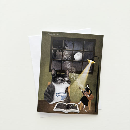 Tea Time Cat Greeting Card