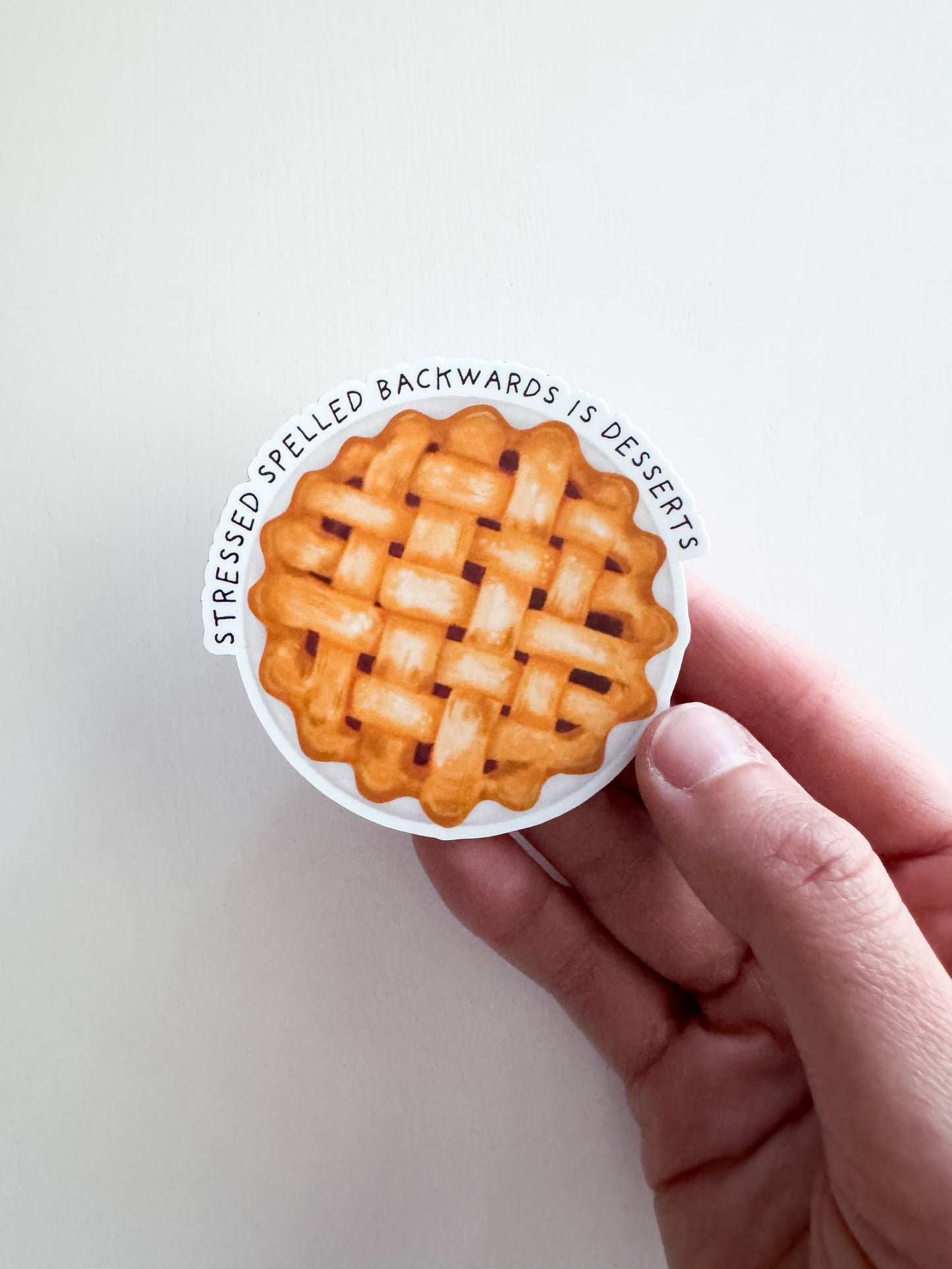 Stressed Spelled Backwards Pie Sticker