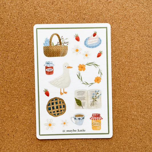 Cottage Core Paper Sticker Sheet