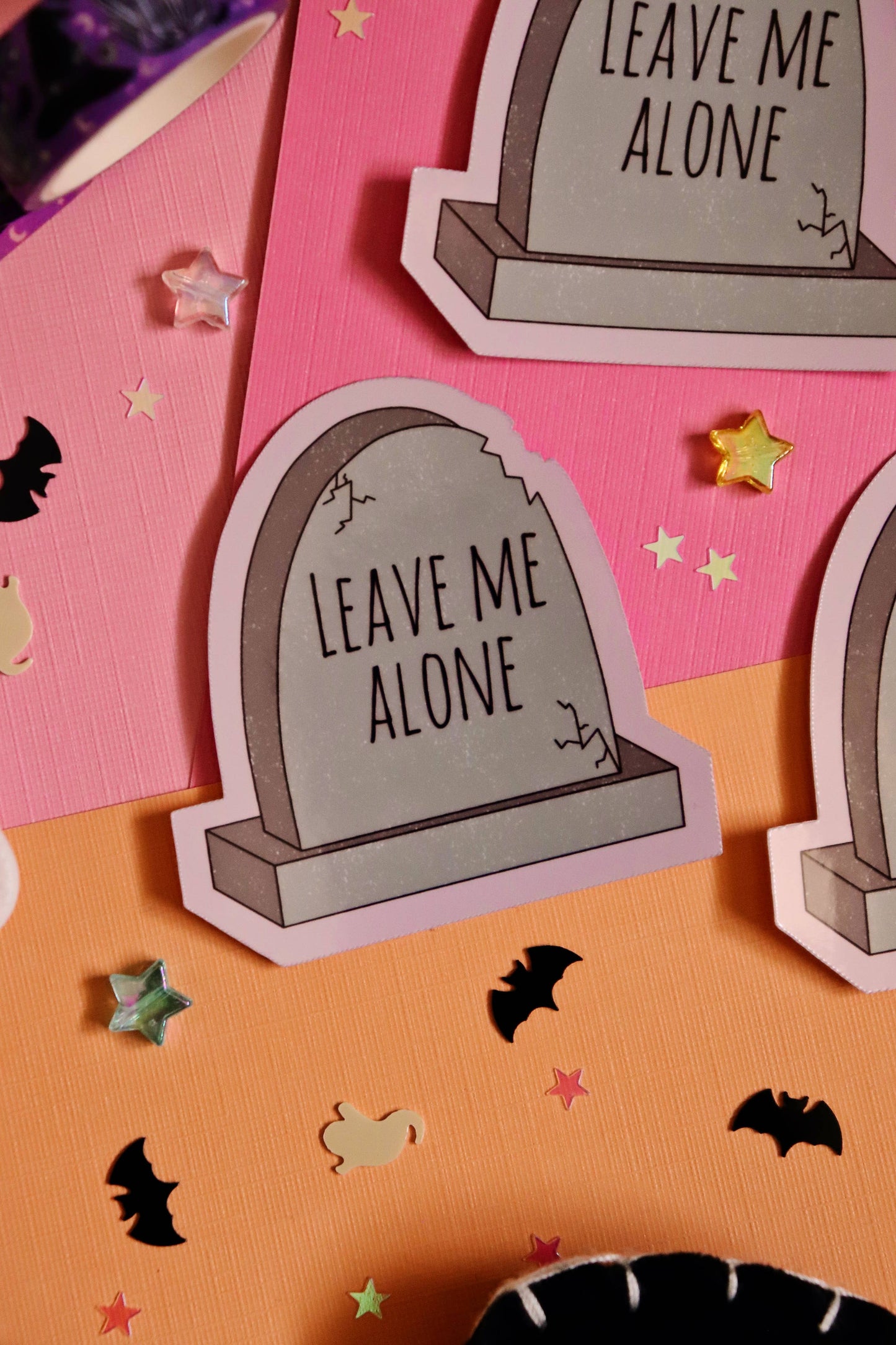 Leave Me Alone Tombstone Glossy Sticker