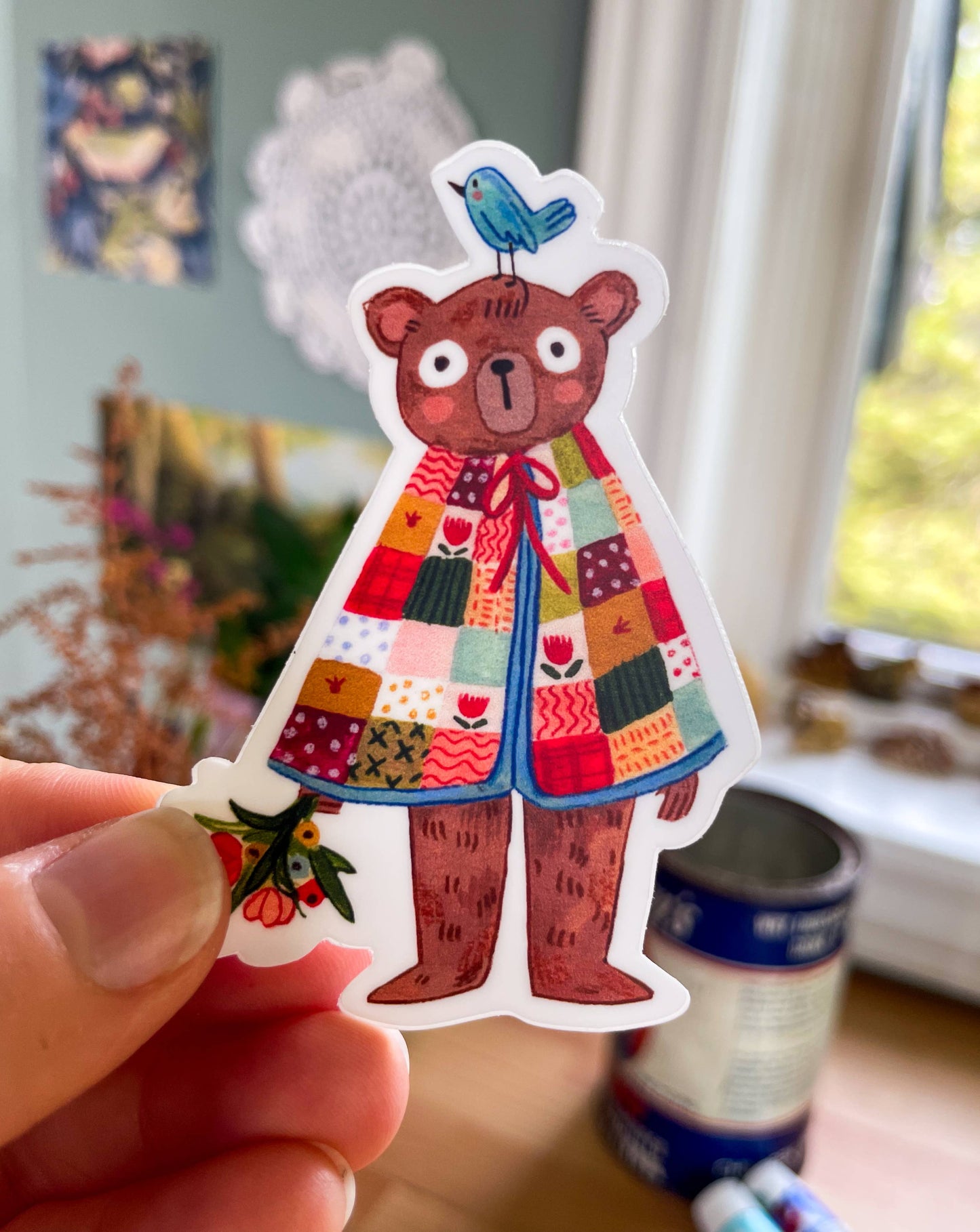 Quilt Bear Vinyl Sticker