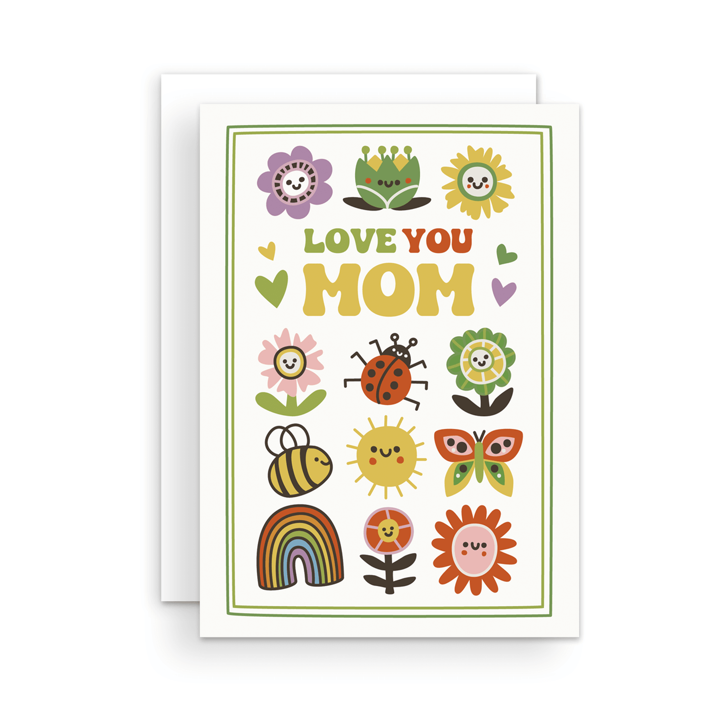 Love You Mom Cute Flowers Greeting Card