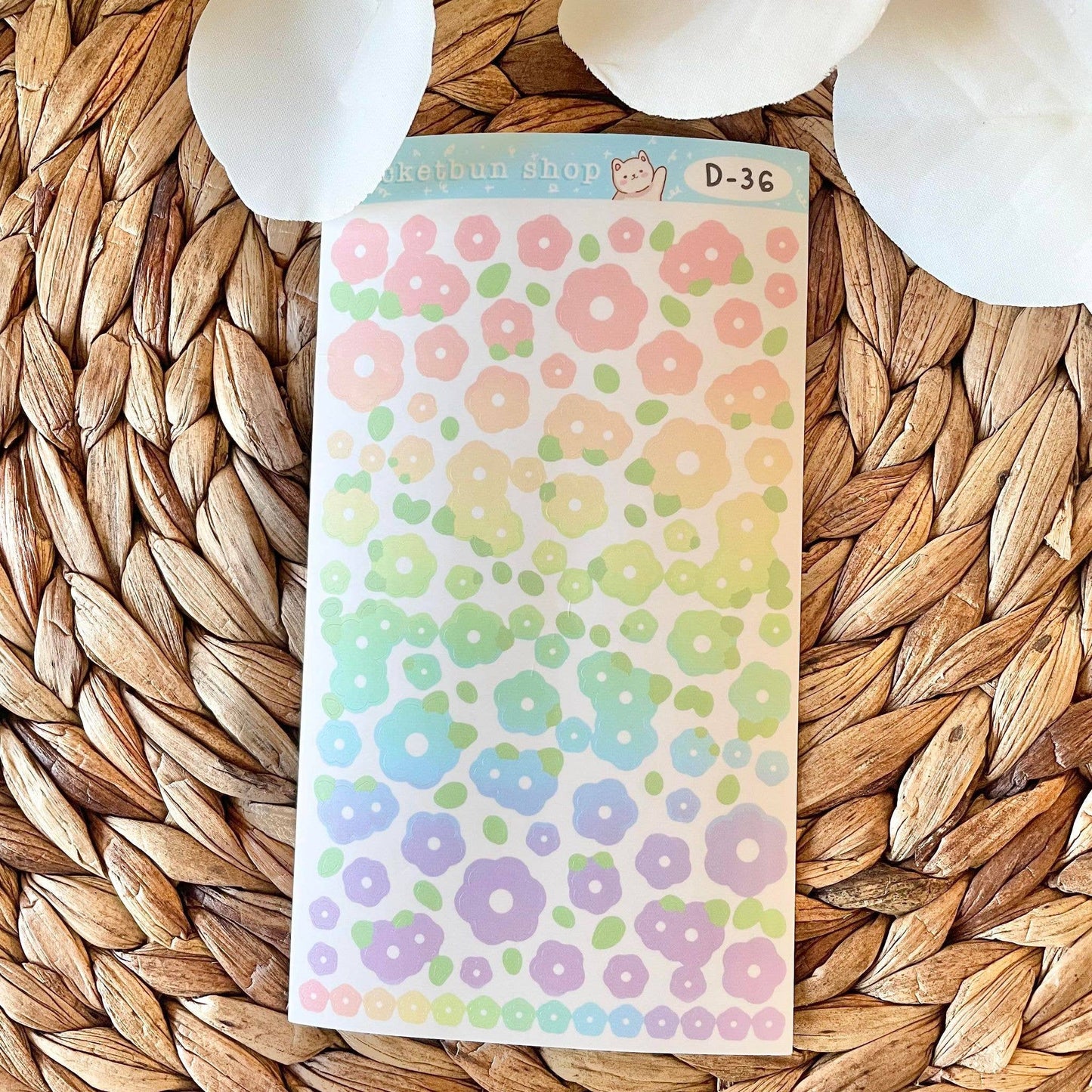 Rainbow Flower Vinyl Sticker Sheet