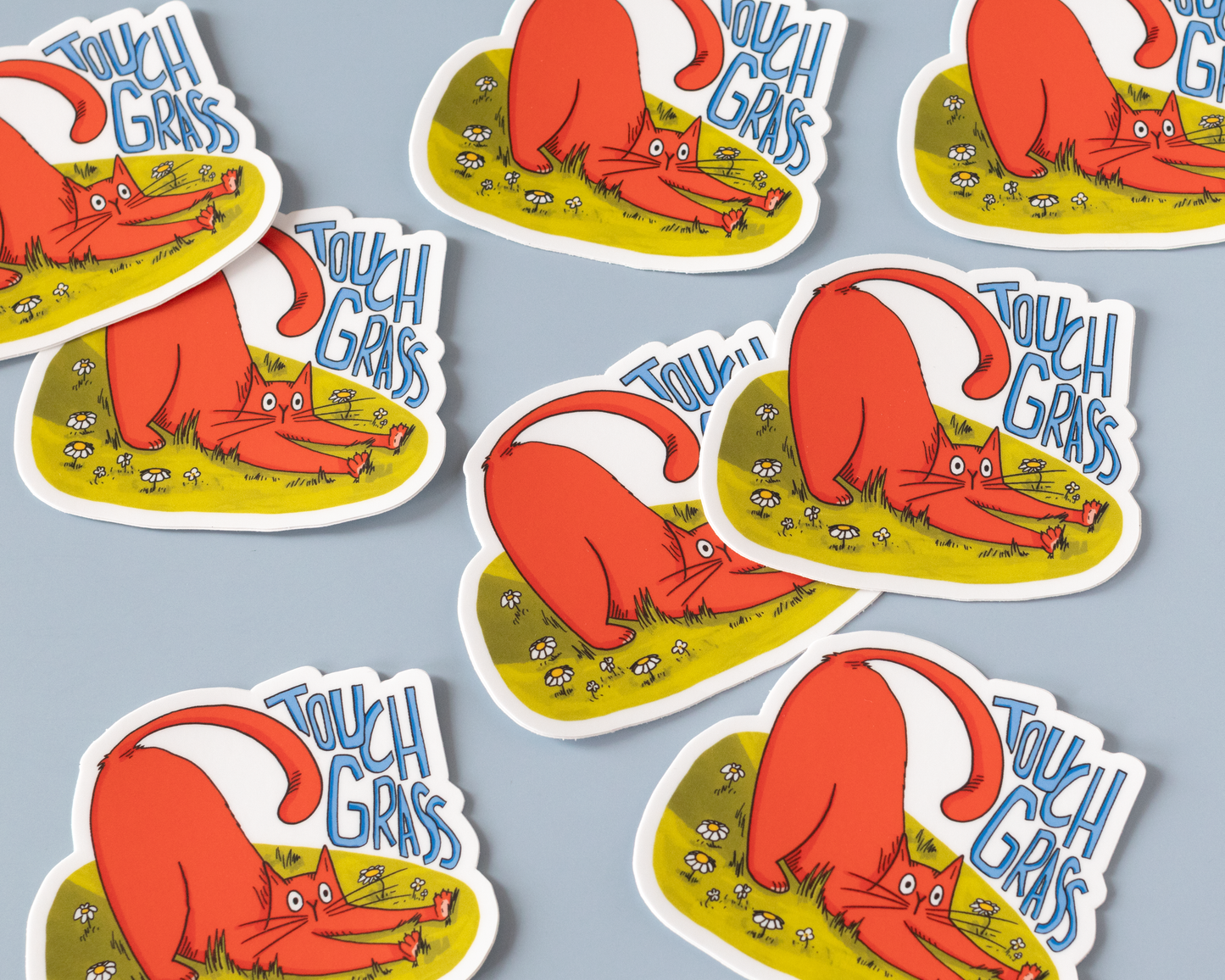Touch Grass Cat Vinyl Sticker