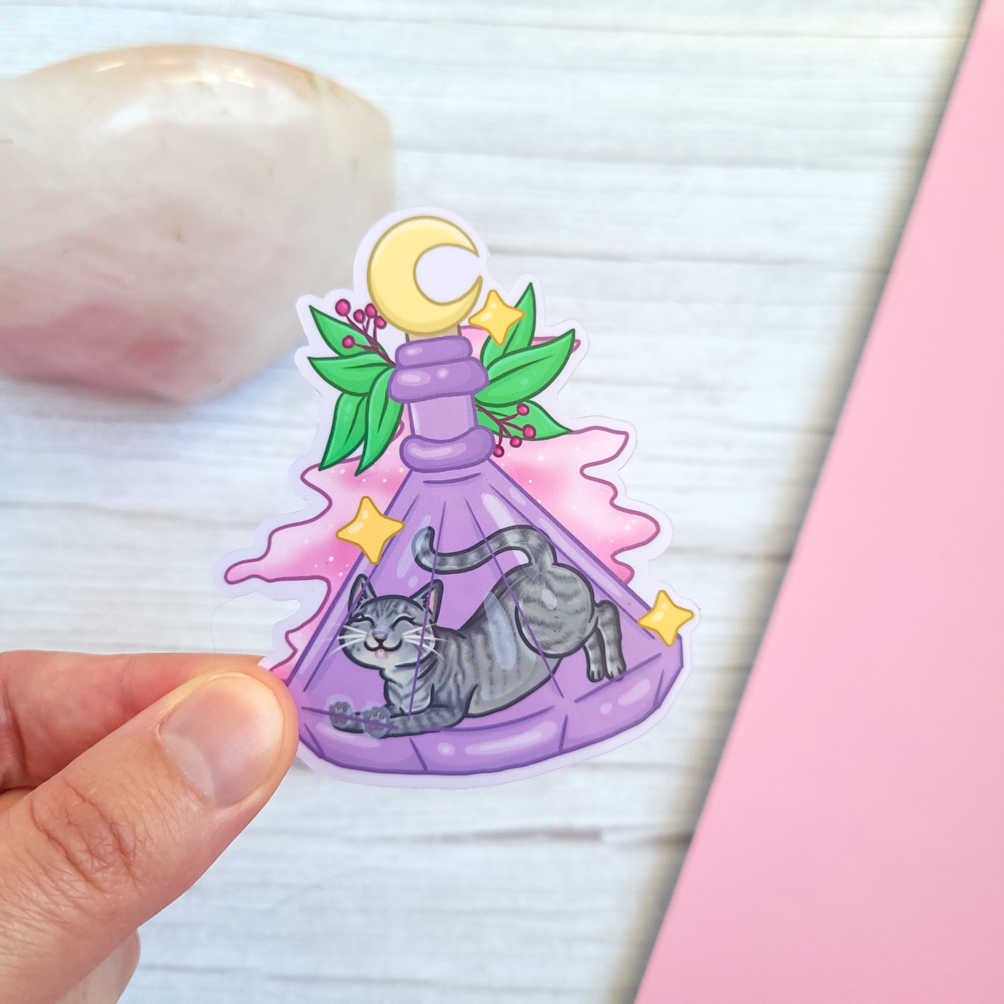Grey Tabby Cat Potion Sticker