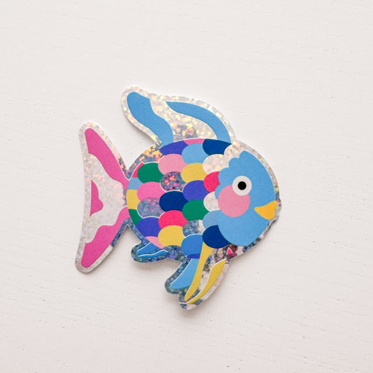 Rainbow Fish Textured Glitter Sticker