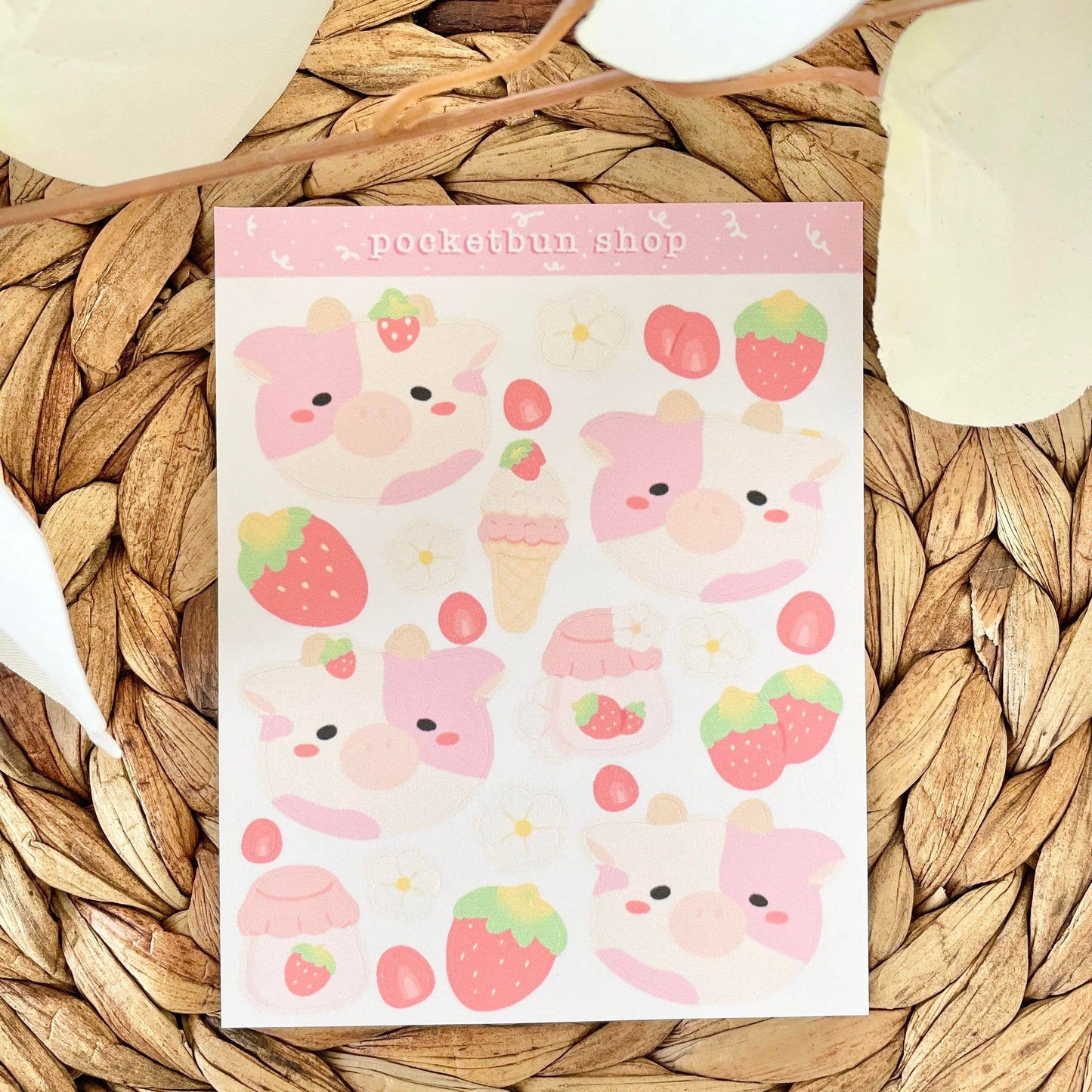 Strawberry Cow Paper Mini Sticker Sheet
