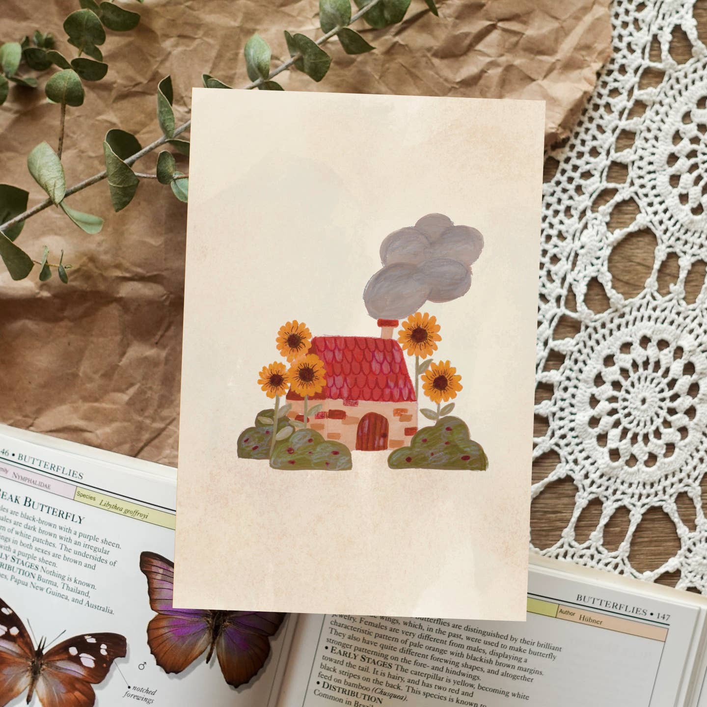 Sunflower Cottage Postcard