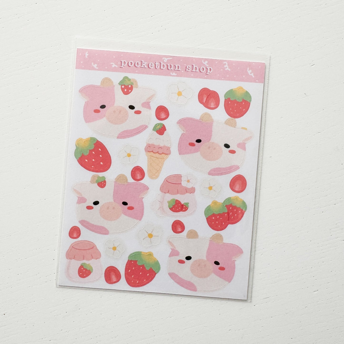 Strawberry Cow Paper Mini Sticker Sheet