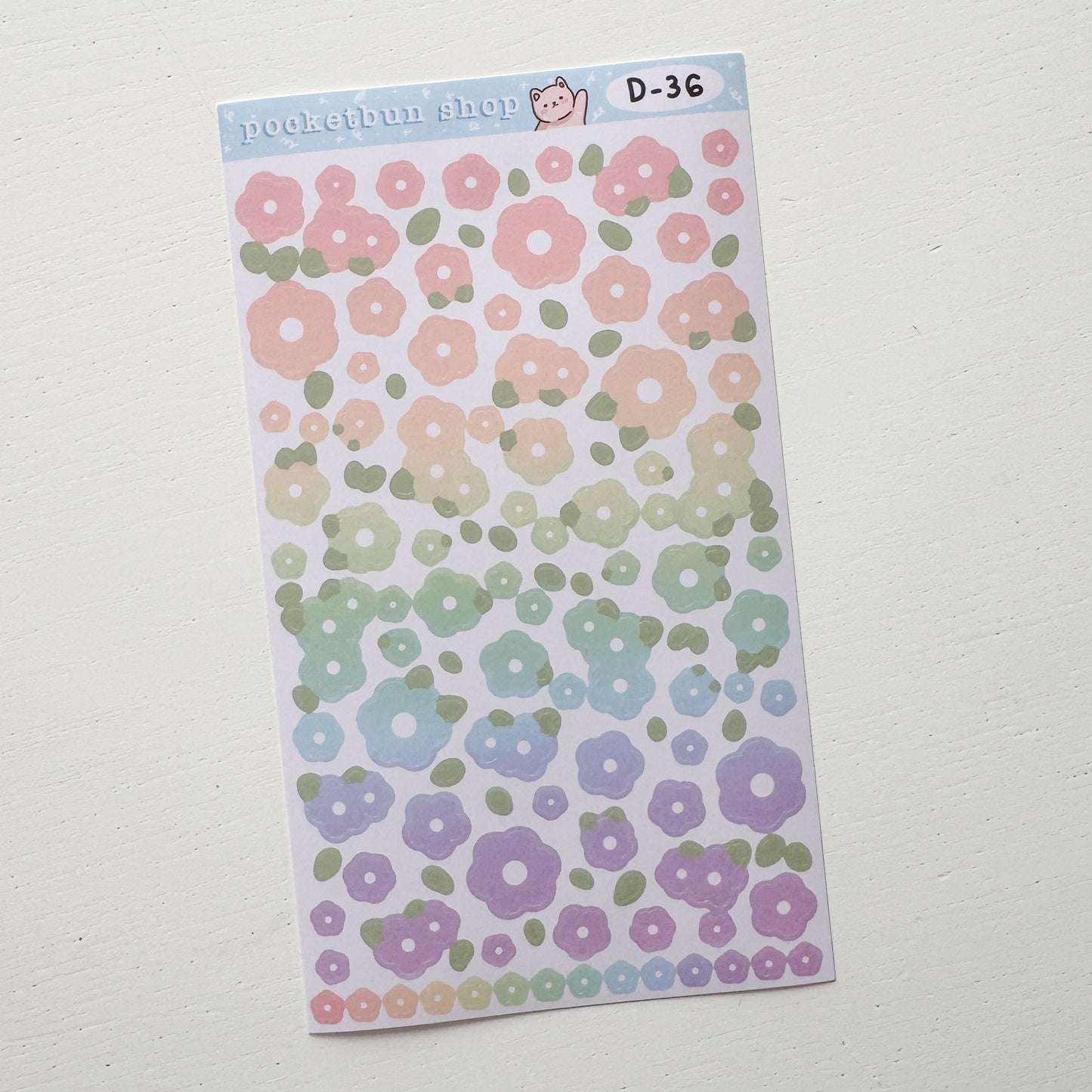 Rainbow Flower Vinyl Sticker Sheet