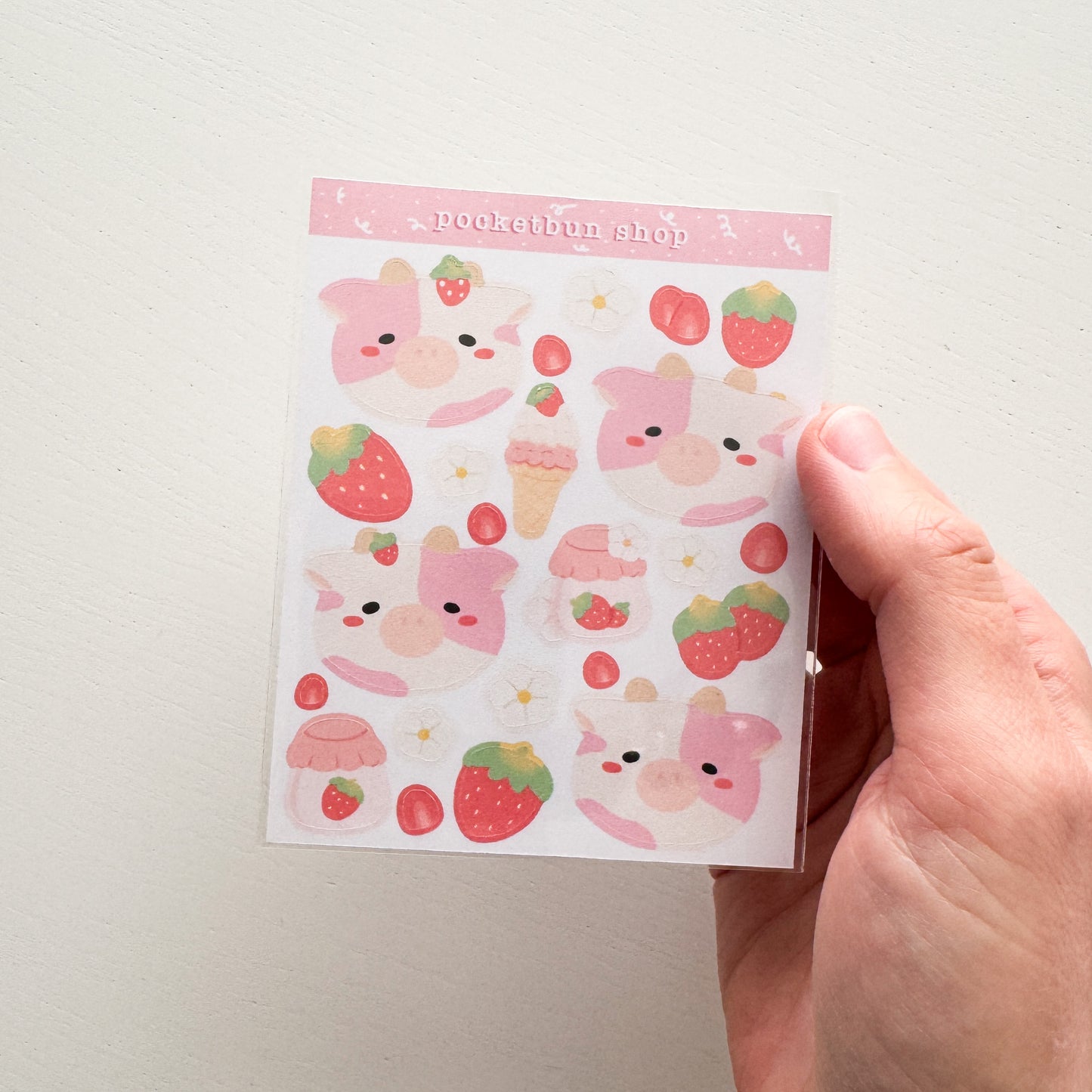 Strawberry Cow Paper Mini Sticker Sheet