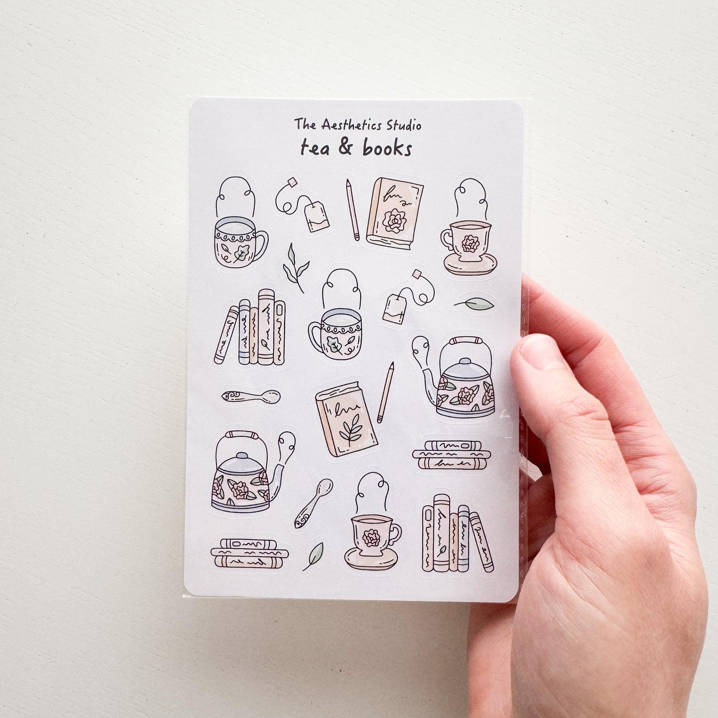 Tea And Books Paper Sticker Sheet
