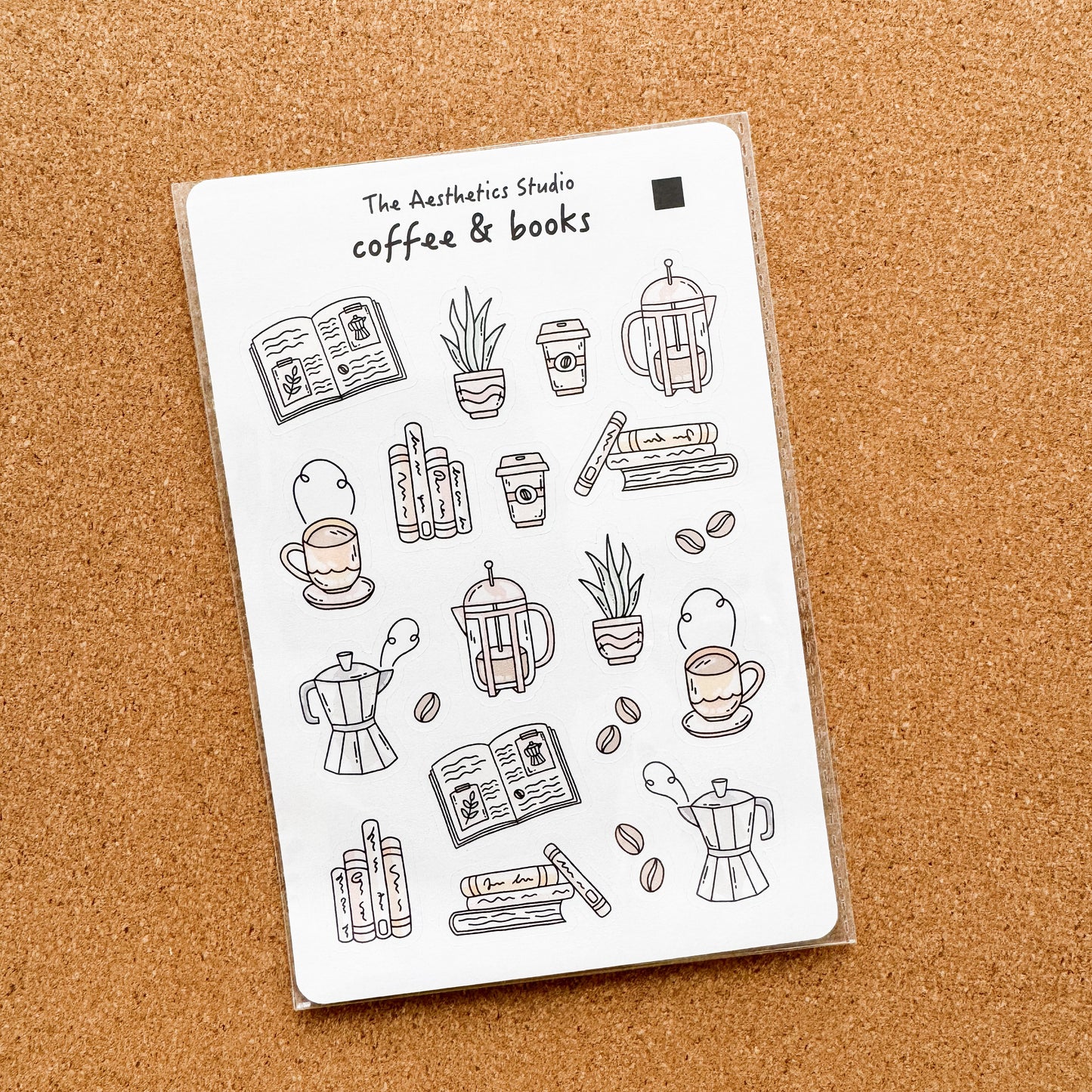 Coffee And Books Paper Sticker Sheet