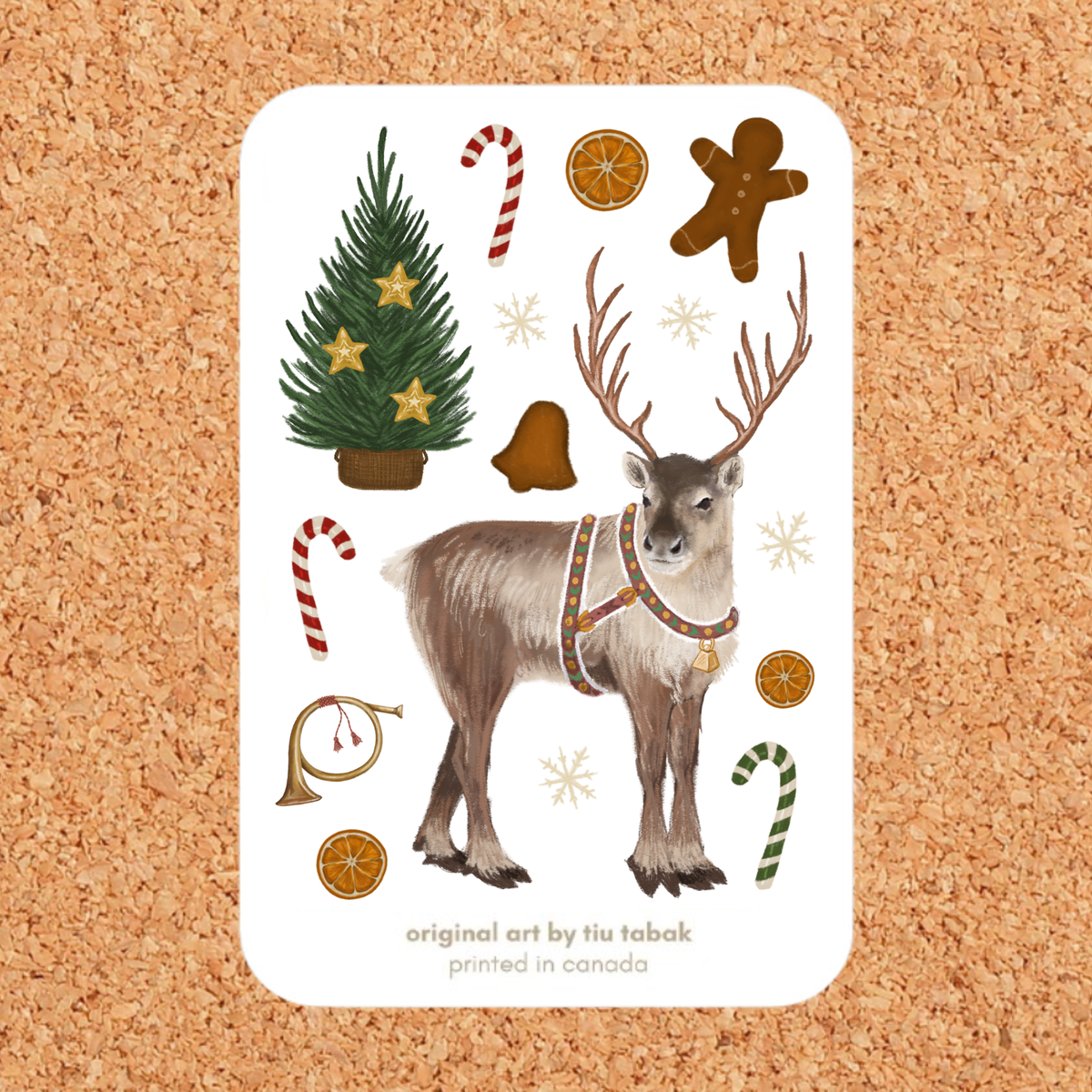 Winter Reindeer 4x6 Vinyl Sticker Sheet