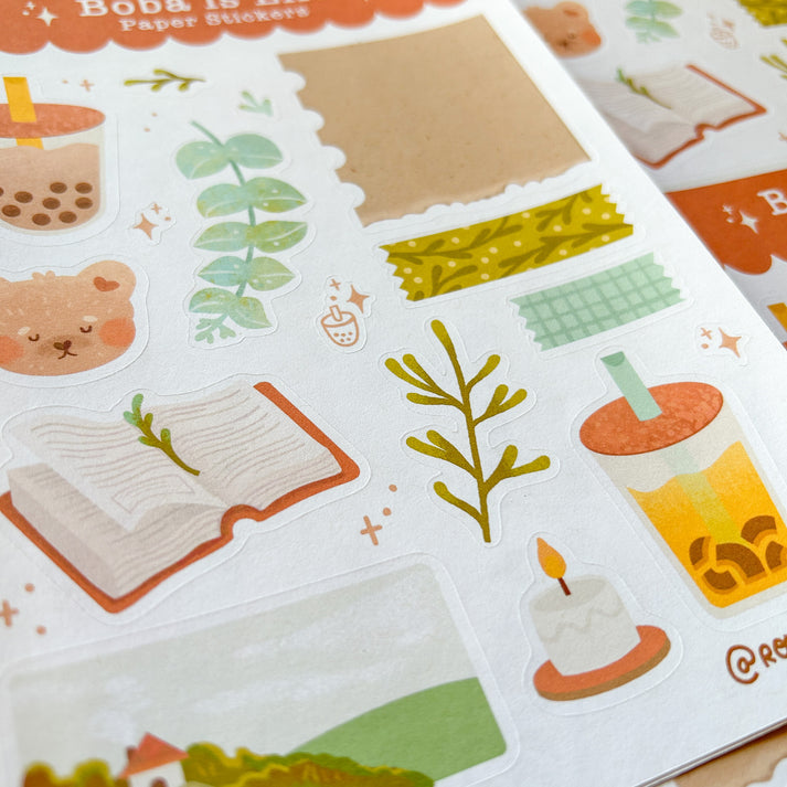 Boba is Life Paper Sticker Sheet