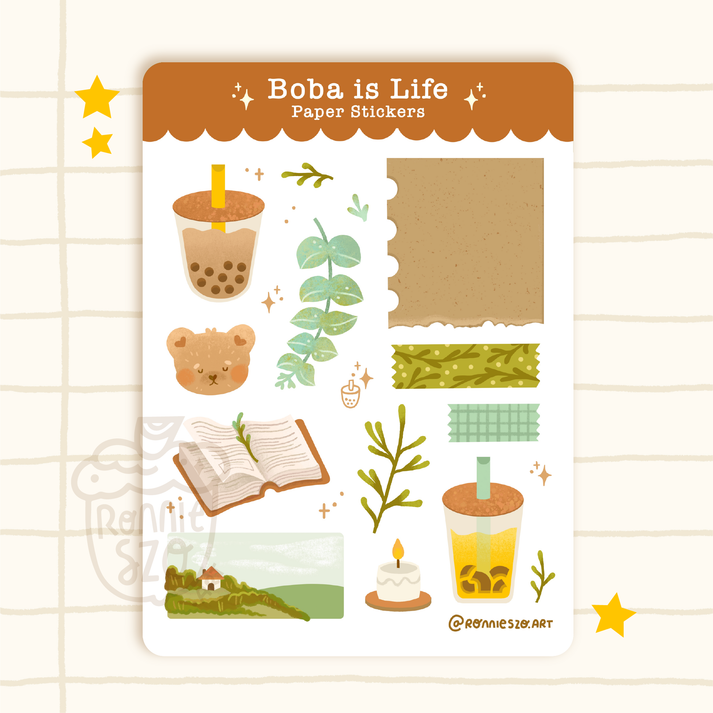 Boba is Life Paper Sticker Sheet