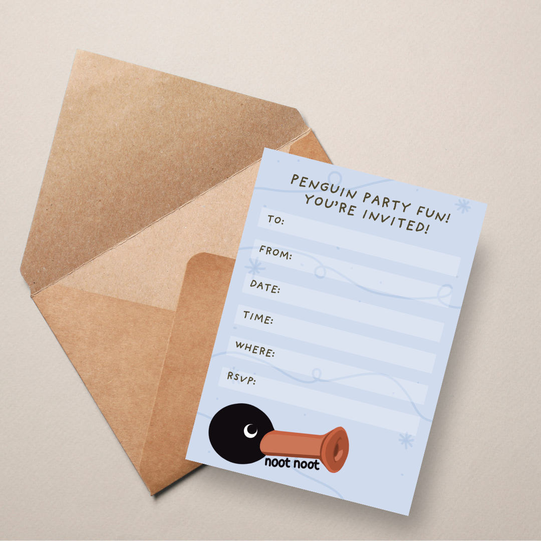 DIGITAL DOWNLOAD: Penguin Party Birthday Invitation