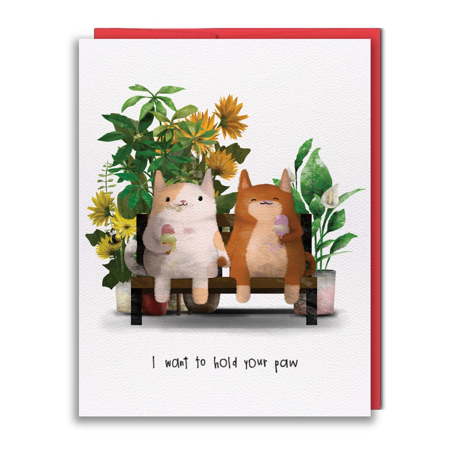 Cats Holding Paws Greeting Card