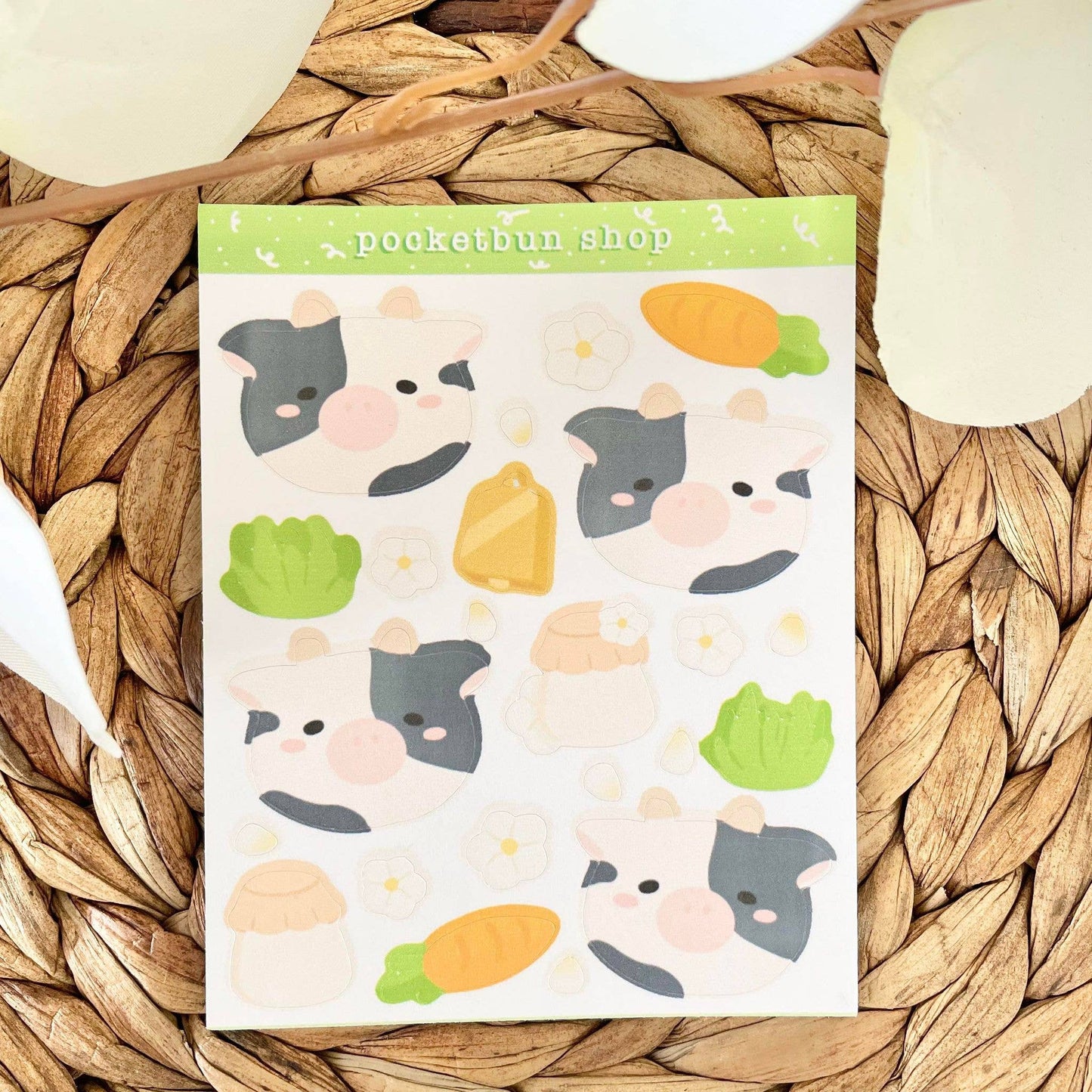 Daisy Cow Paper Mini Sticker Sheet