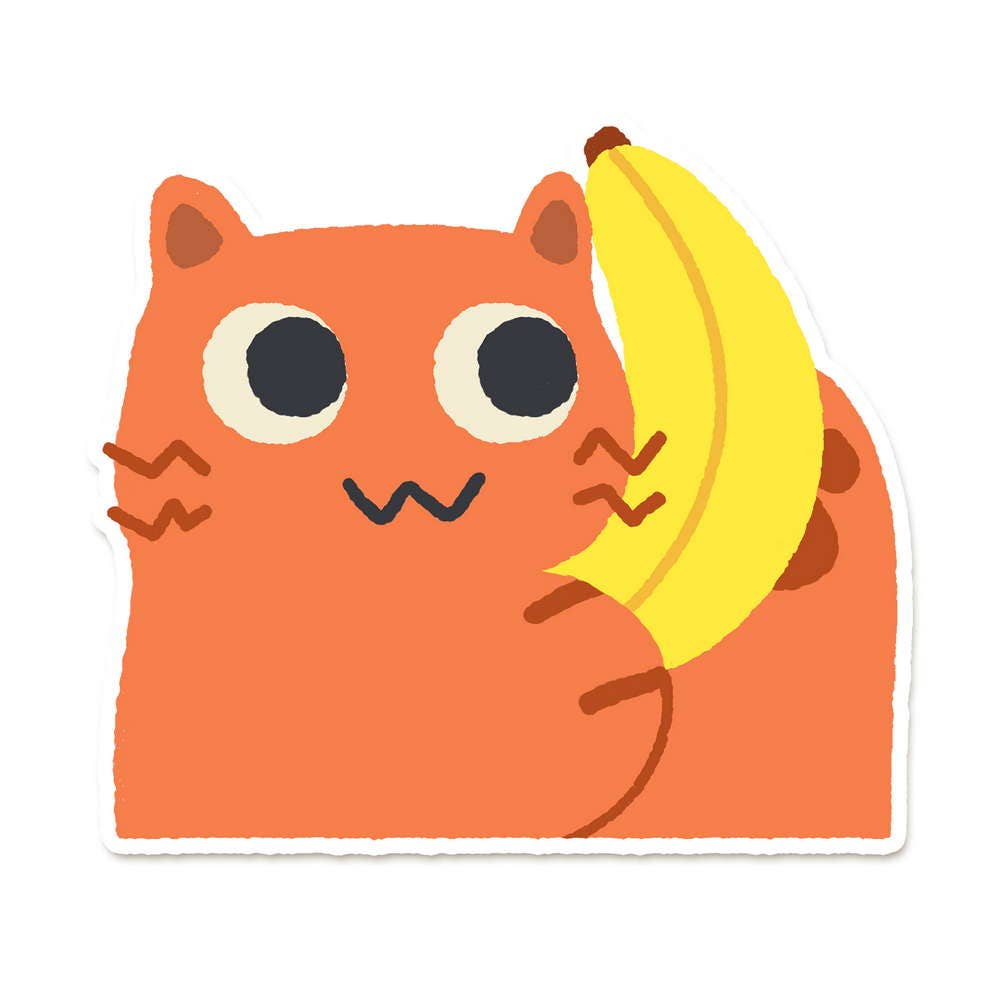 Banana Phone Orange Cat Sticker