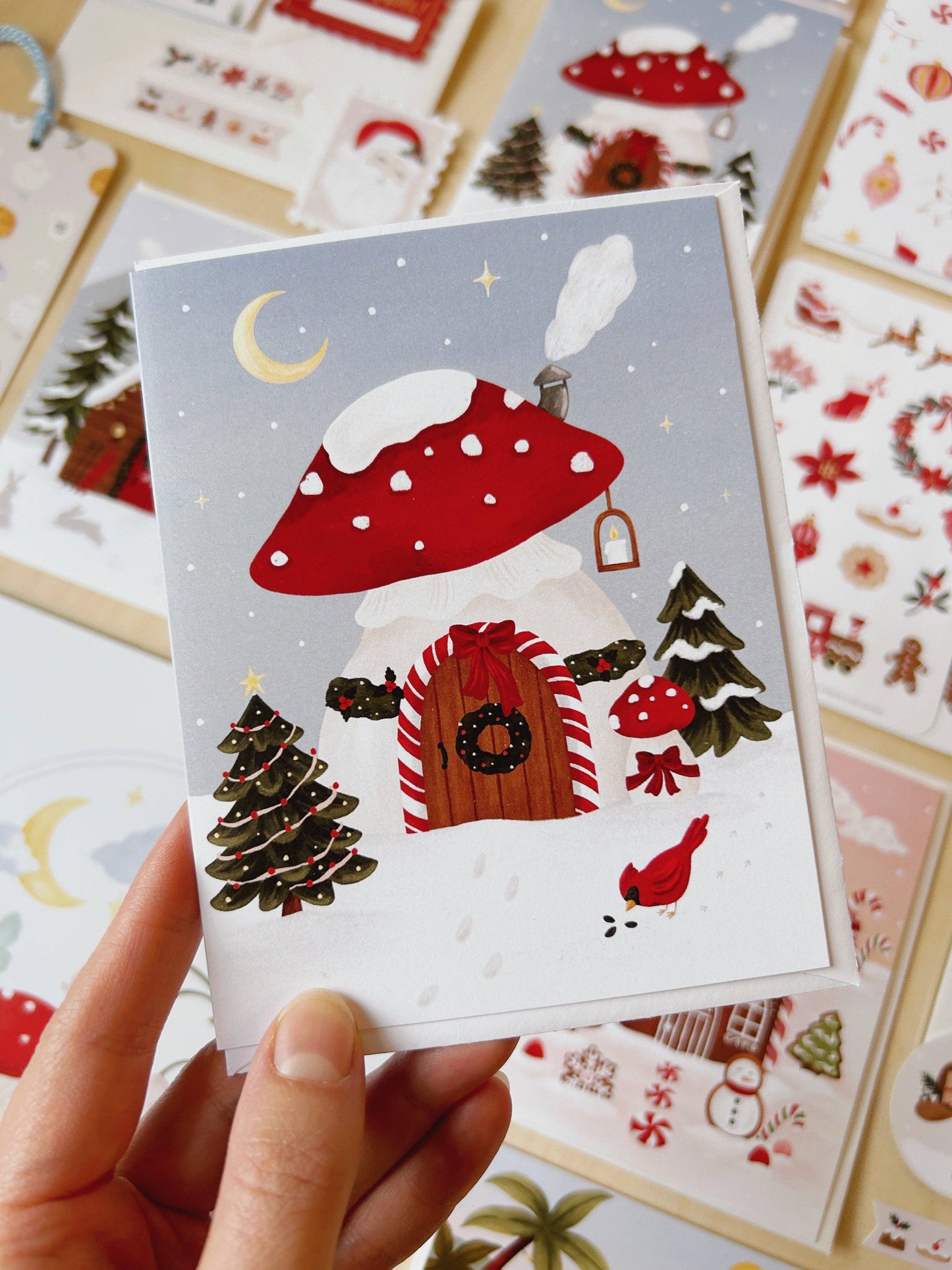 Fairy Mushroom Christmas Greeting Card