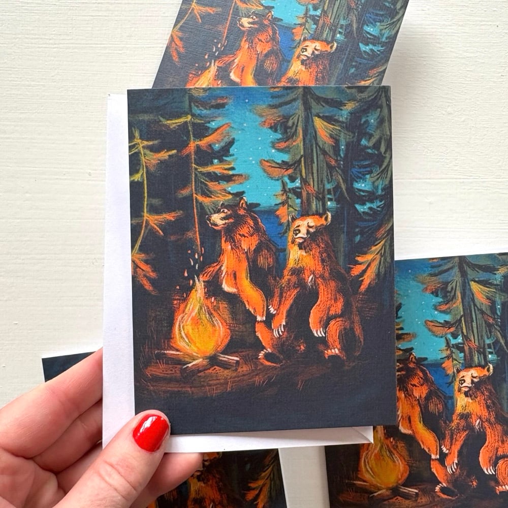 Campfire Bears Greeting Card