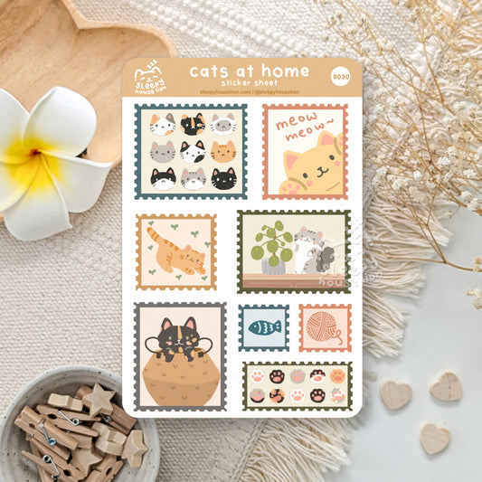 Boho Cat Stamps Sticker Sheet
