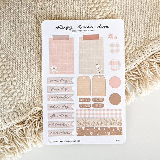 Cozy Neutral Journaling Sticket Sheet