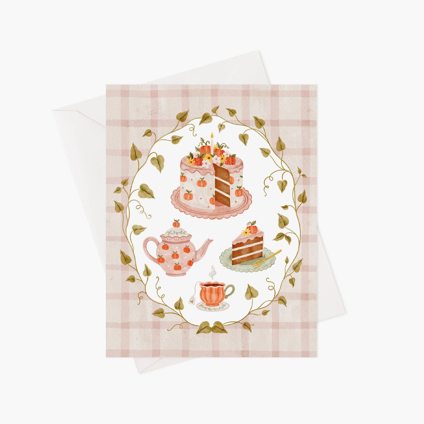Pumpkin Cake & Tea Greeting Card