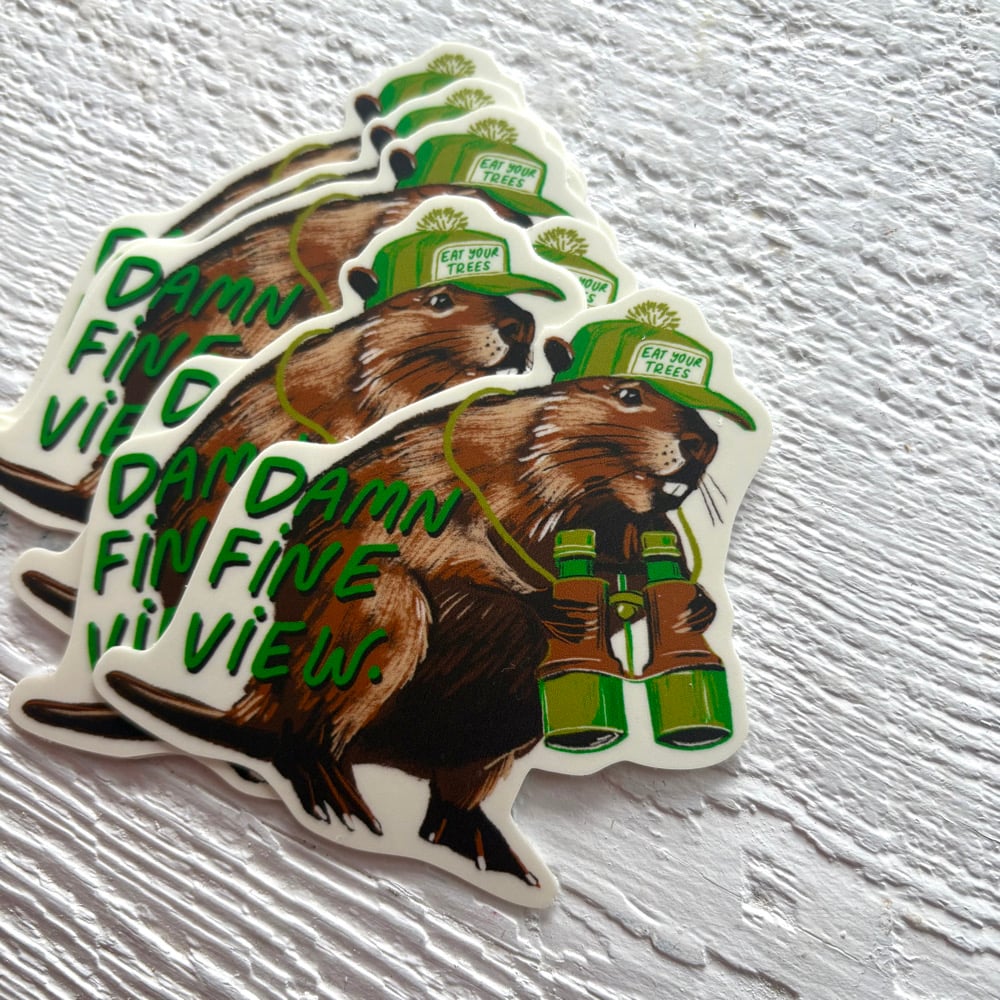 Damn Fine View Beaver Sticker