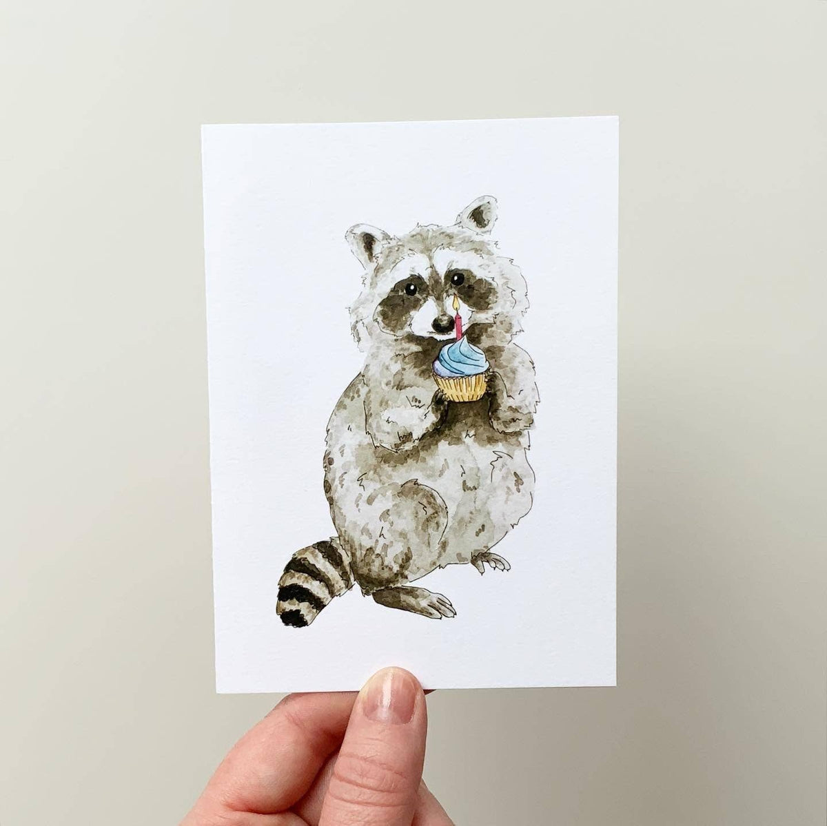 Raccoon Cupcake Birthday Card