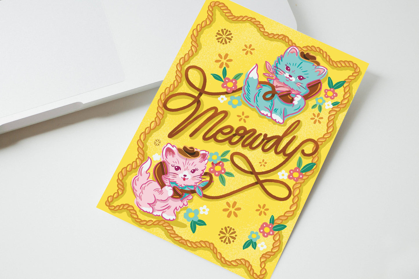 Meowdy Vintage Kitten Greeting Card