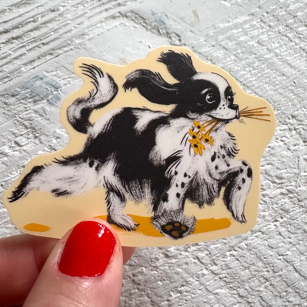 Frolicking Spaniel Dog Sticker