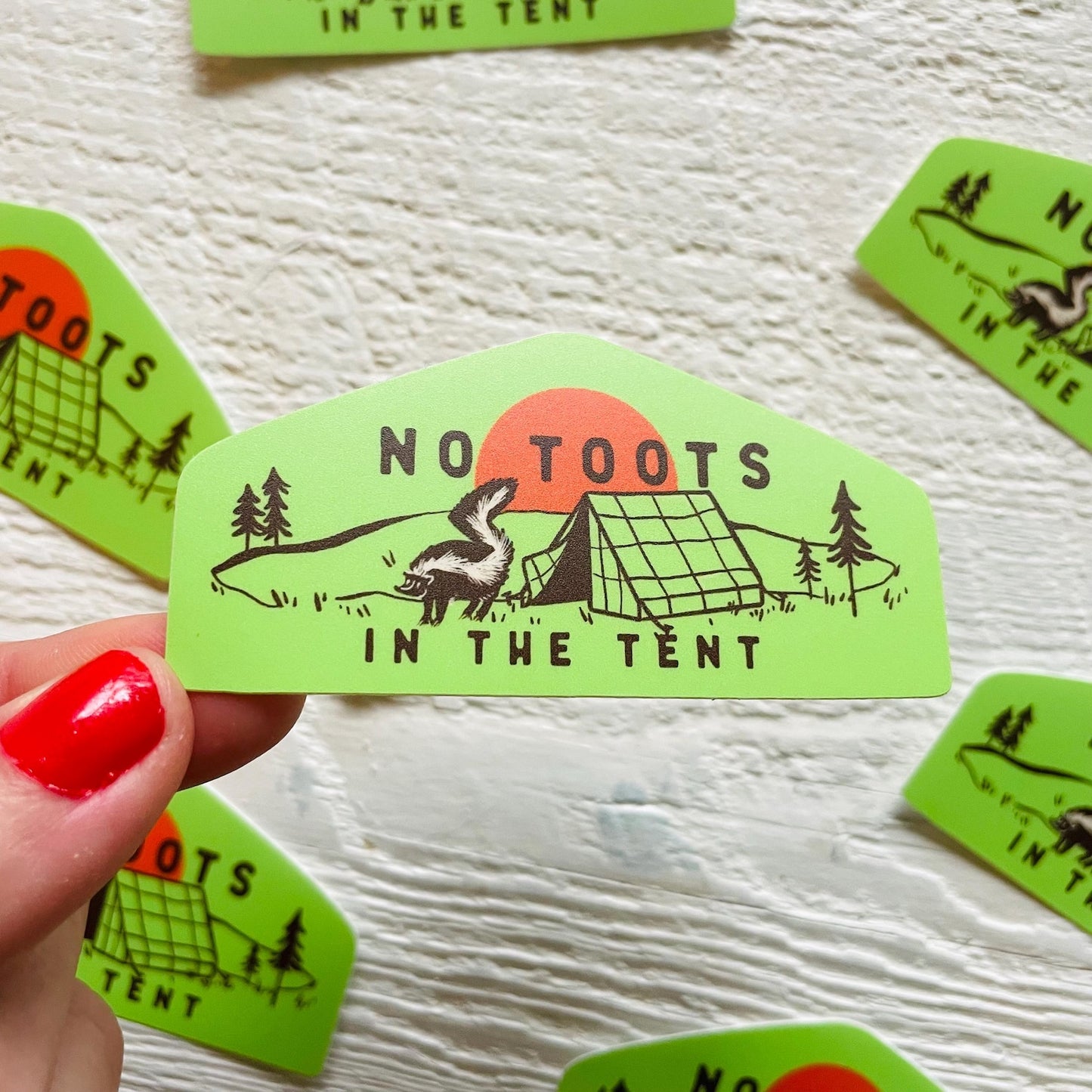 No Toots in the Tent Sticker
