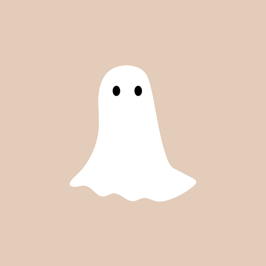 a ghost over a beige background