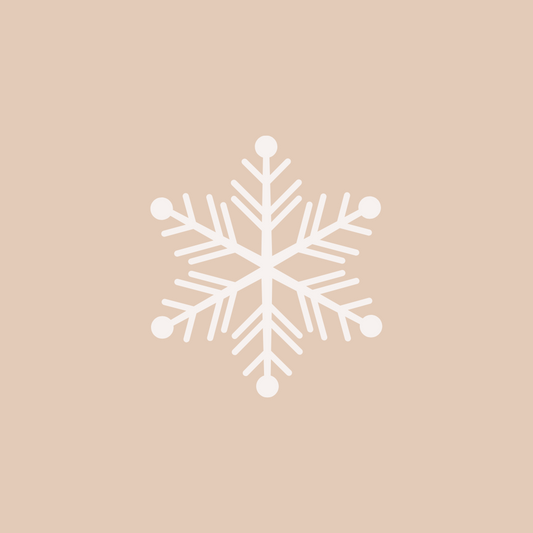 A beige background with a white snowflake