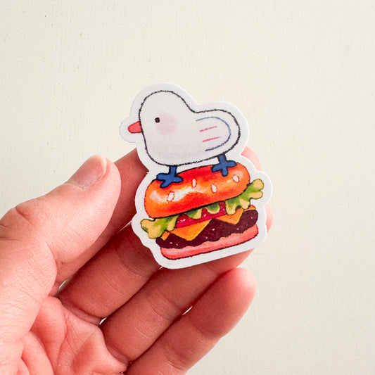 Cute Seagull Burger Sticker