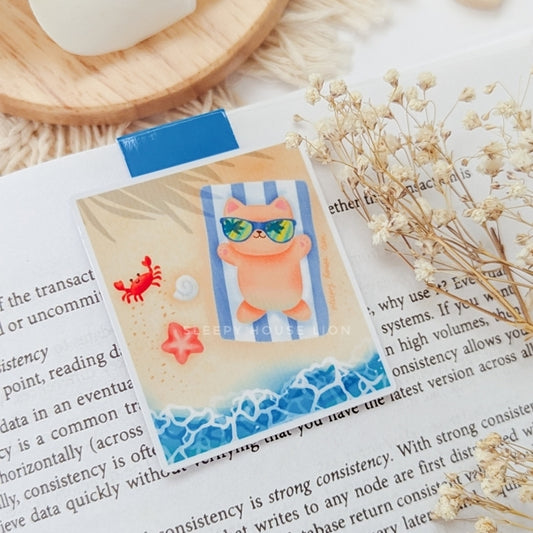 Cat at the Beach Magnetic Bookmark