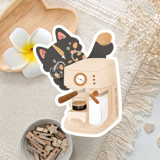 Coffee Cat Glossy Sticker