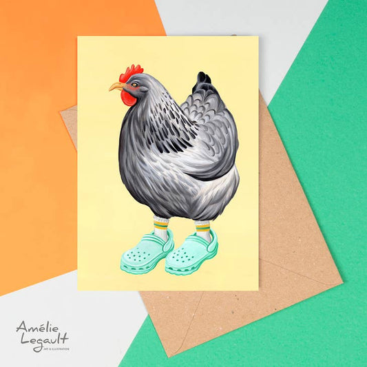 Hen in Crocs Greeting Card