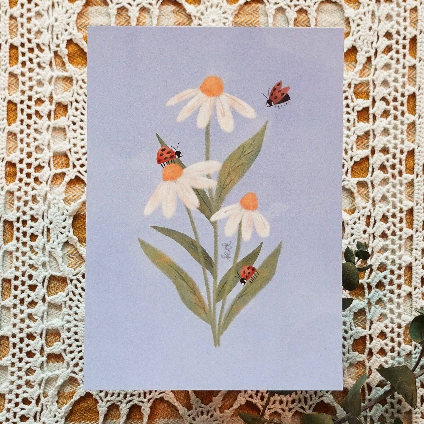 Daisies & Ladybugs Print - 4x6