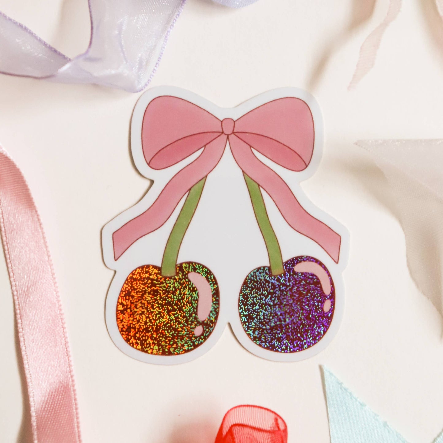 Sweet Cherries Glitter Sticker