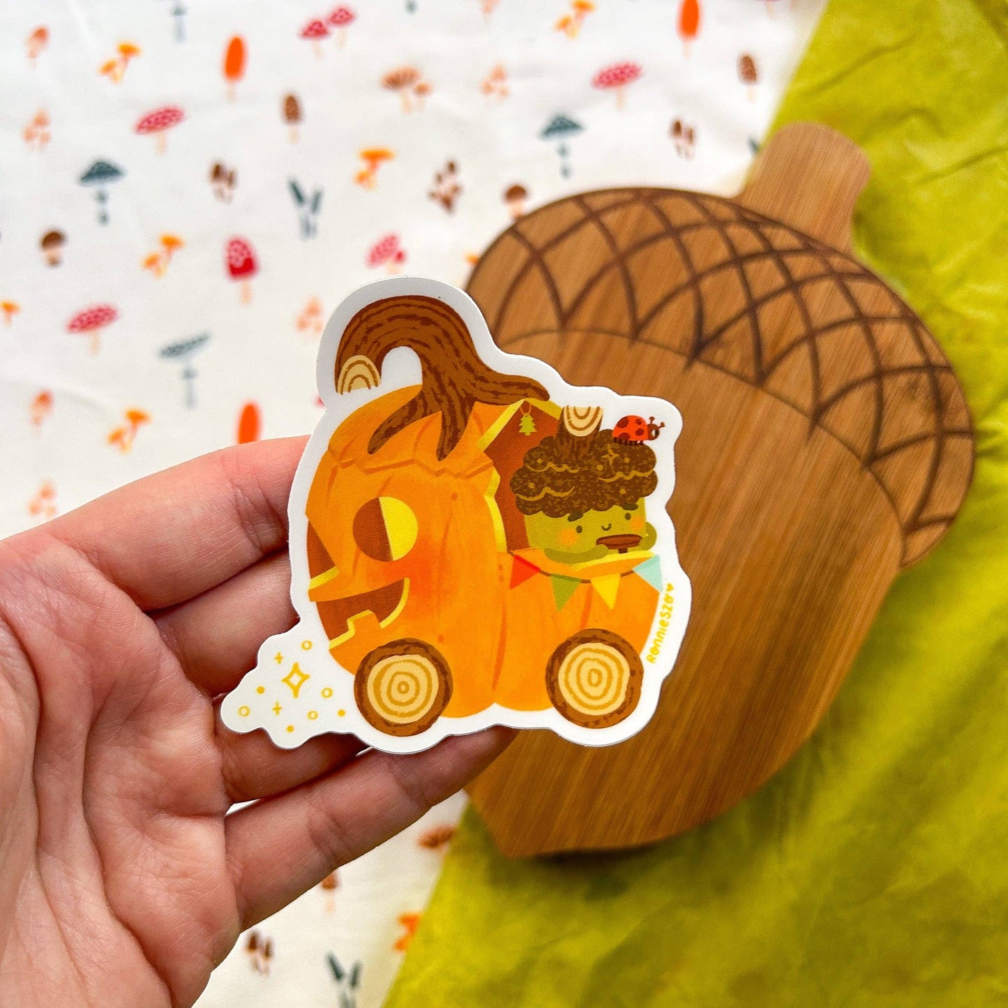 Pumpkin Acorn Car Sticker