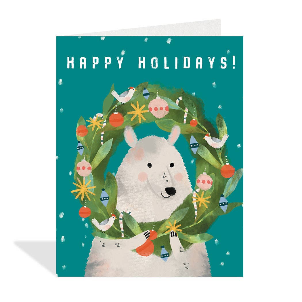 Polar Bear Wreath Holiday Card