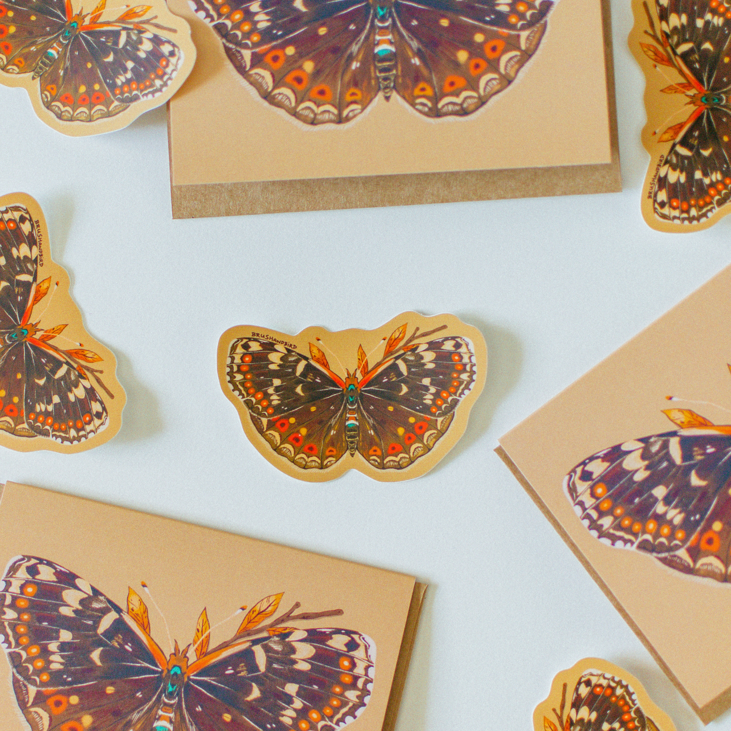 Field Crescent Butterfly Vinyl Sticker