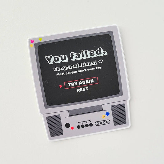 You Failed Retro Computer Sticker