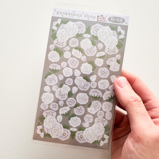 White Roses Vinyl Sticker Sheet