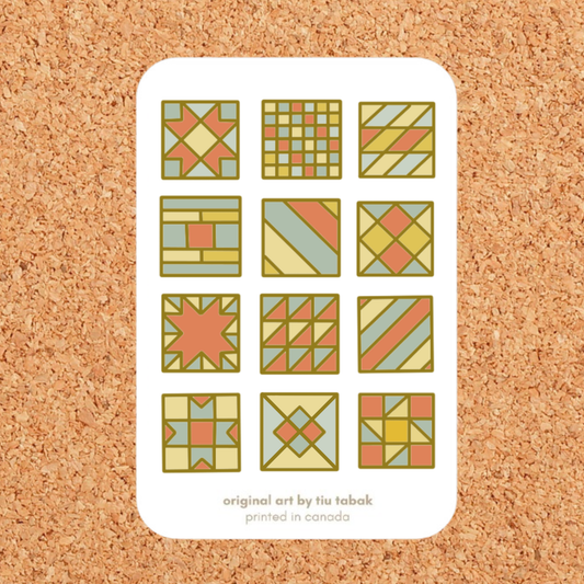Quilt Blocks 4x6 Vinyl Sticker Sheet