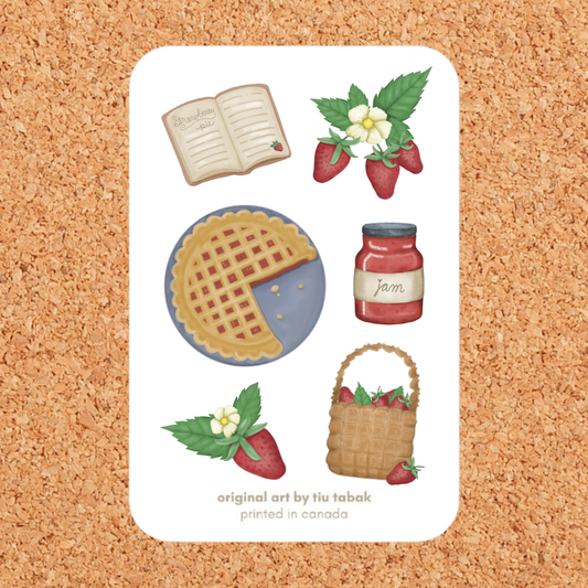 Strawberry Season 4x6 Vinyl Sticker Sheet