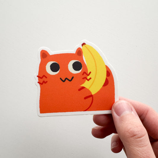 Banana Phone Orange Cat Sticker